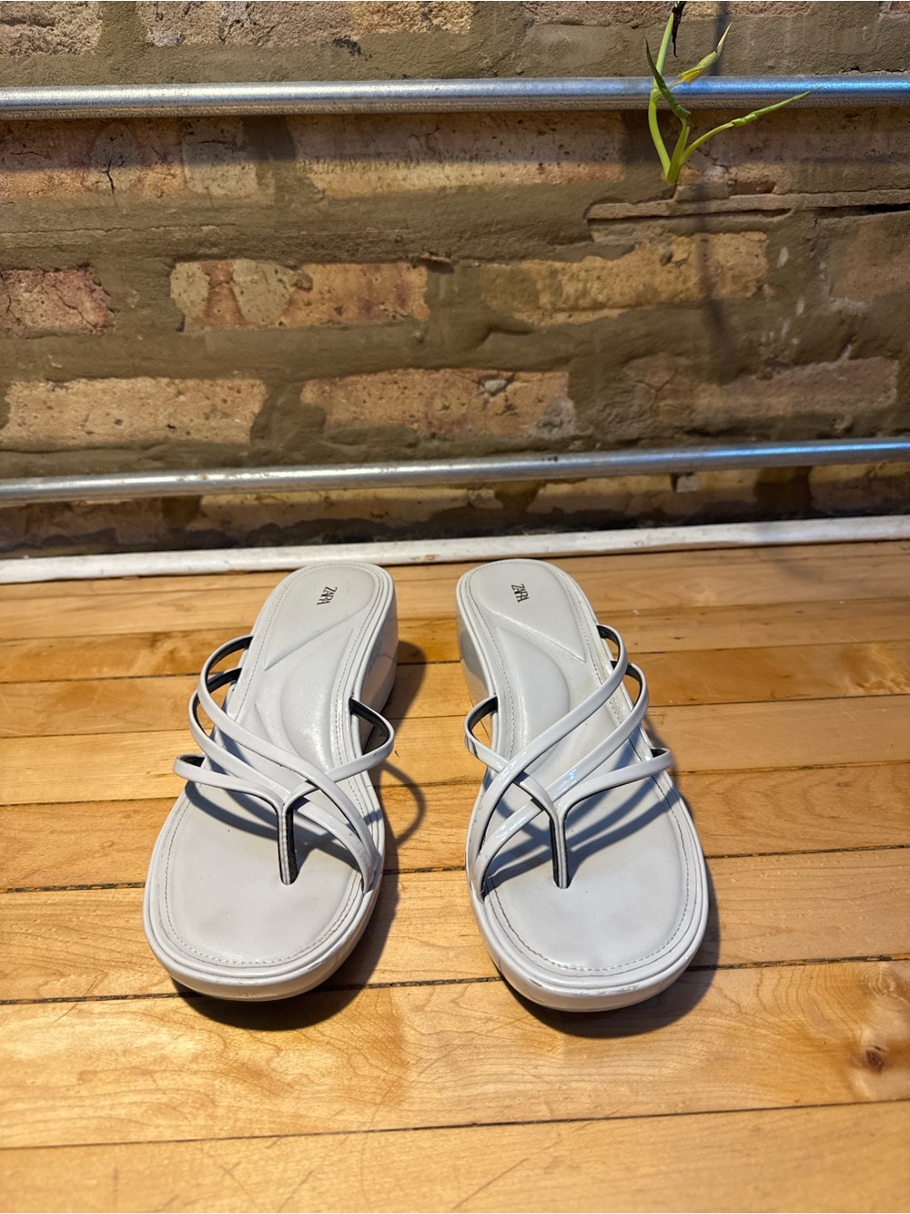 Zara White Strappy Wedges
